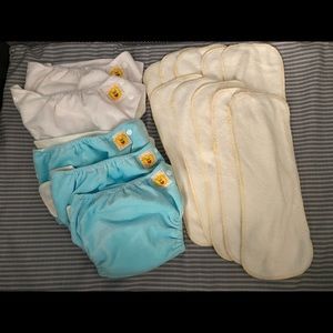 5 Fully Adjustable Cloth Diapers & 10 Liners